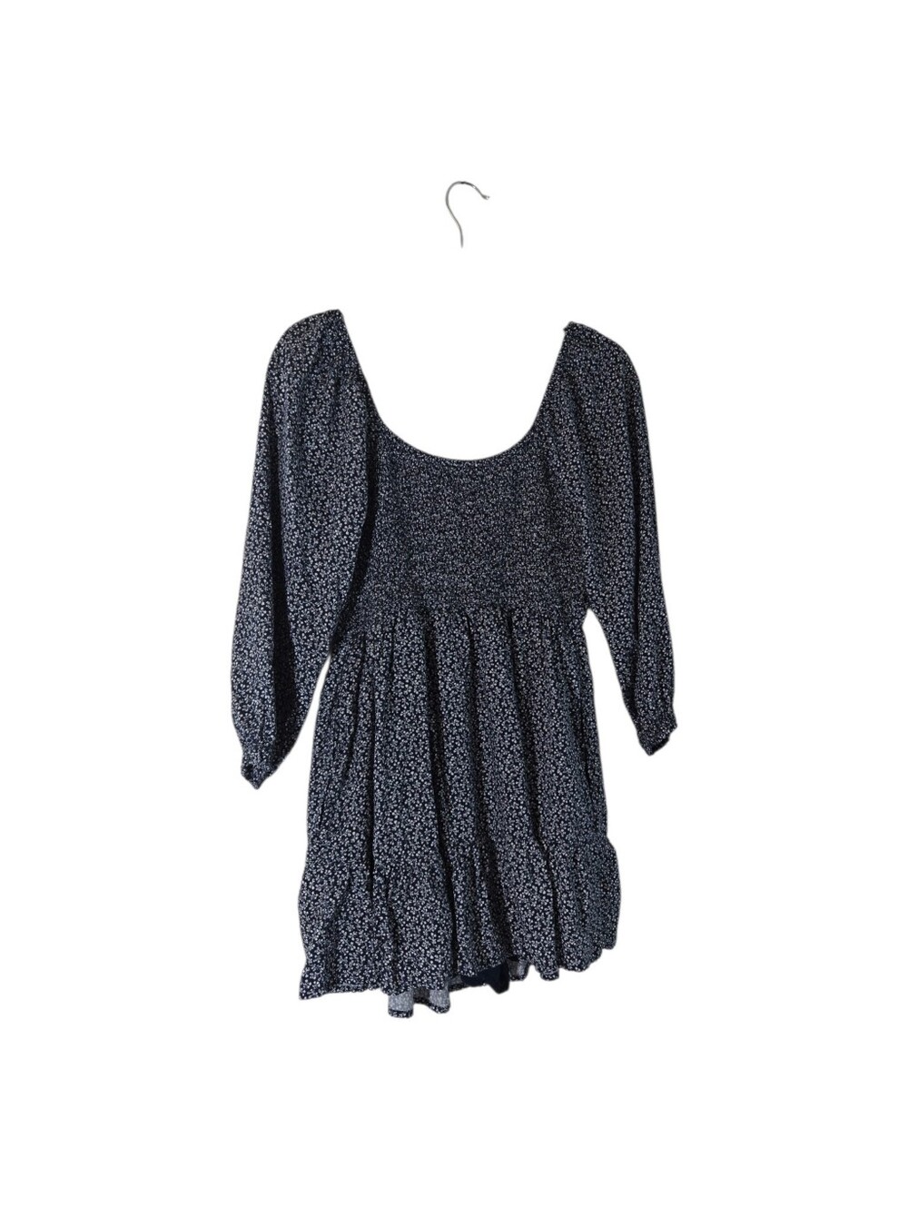 Hollister Women's Navy Floral Scoop-Neck Babydoll Top Sze Med